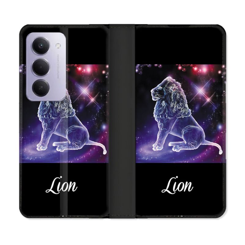 Housse cuir portefeuille Pour Xiaomi Redmi 15 5G Signe Zodiaque 2 Lion