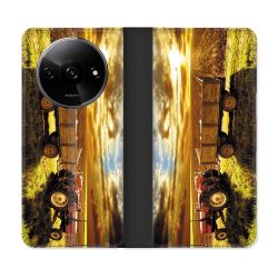 Housse cuir portefeuille Pour Xiaomi Redmi A3 Agriculture Tracteur Color