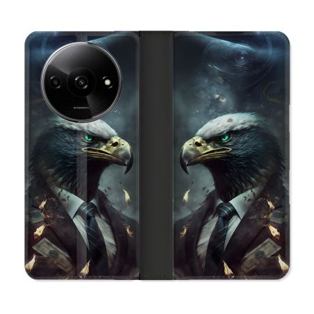 Housse cuir portefeuille Pour Xiaomi Redmi A3 Animal Aigle Business