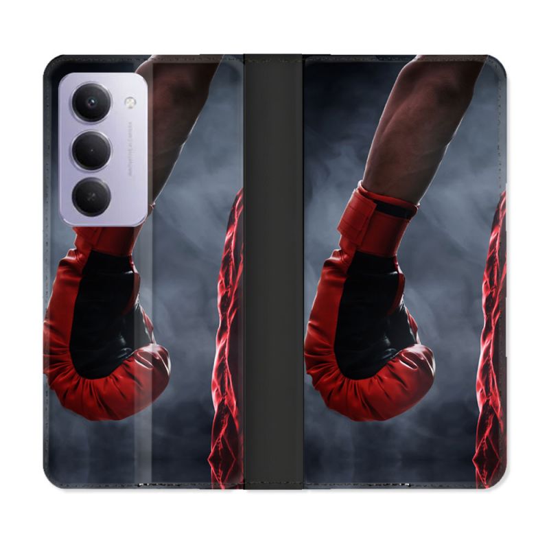 Housse cuir portefeuille Pour Xiaomi Redmi 15 5G Sport Boxe Gant Rouge