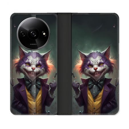 Housse cuir portefeuille Pour Xiaomi Redmi A3 Animal Chat Joker