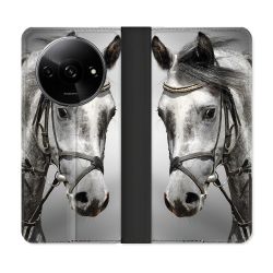 Housse cuir portefeuille Pour Xiaomi Redmi A3 Animal Cheval Blanc