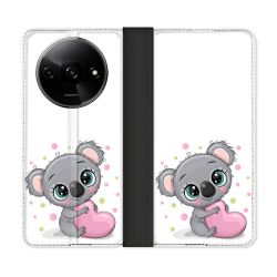 Housse cuir portefeuille Pour Xiaomi Redmi A3 Animal Koala Cœur