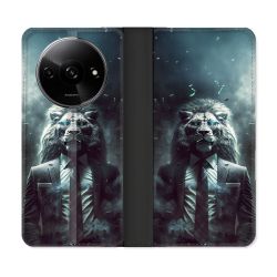 Housse cuir portefeuille Pour Xiaomi Redmi A3 Animal Lion Business