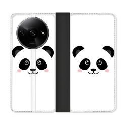 Housse cuir portefeuille Pour Xiaomi Redmi A3 Animal Panda Blanc