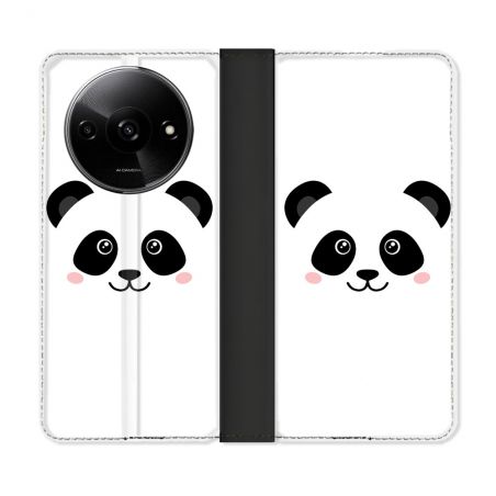 Housse cuir portefeuille Pour Xiaomi Redmi A3 Animal Panda Blanc