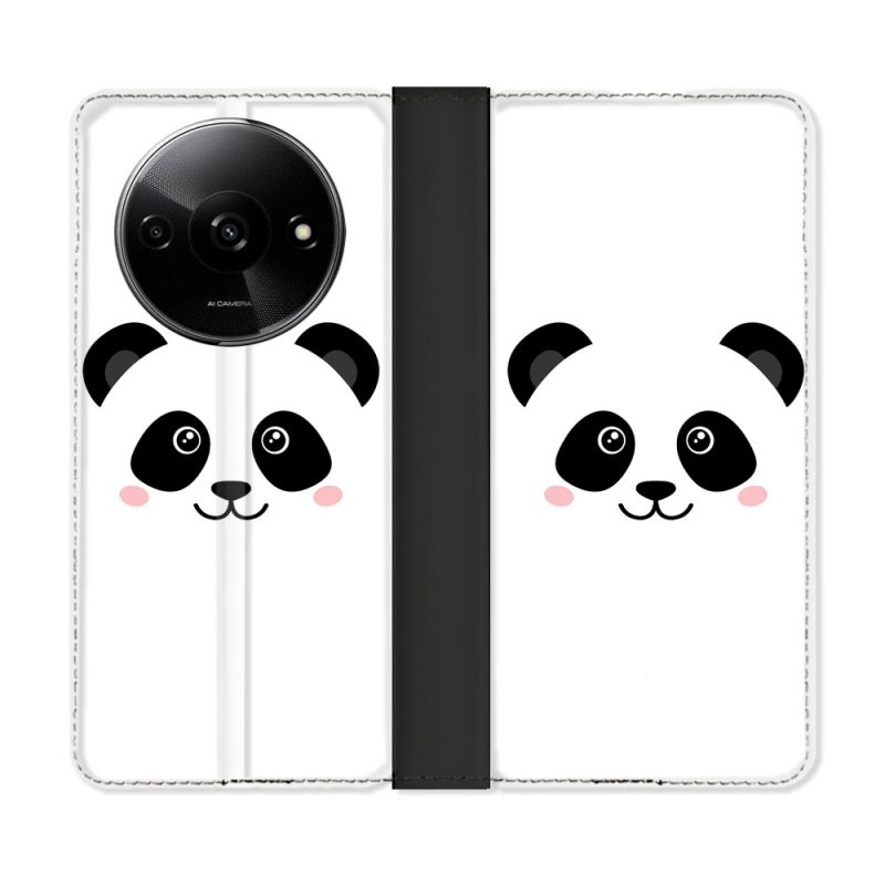 Housse cuir portefeuille Pour Xiaomi Redmi A3 Animal Panda Blanc