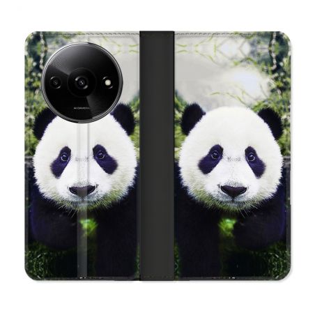 Housse cuir portefeuille Pour Xiaomi Redmi A3 Animal Panda Color