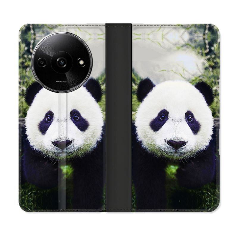 Housse cuir portefeuille Pour Xiaomi Redmi A3 Animal Panda Color