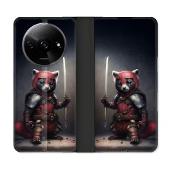 Housse cuir portefeuille Pour Xiaomi Redmi A3 Animal Raton Samouraï