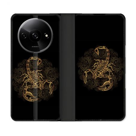Housse cuir portefeuille Pour Xiaomi Redmi A3 Animal Scorpion Fresque