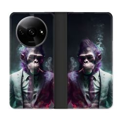 Housse cuir portefeuille Pour Xiaomi Redmi A3 Animal Singe Business