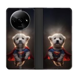 Housse cuir portefeuille Pour Xiaomi Redmi A3 Animal Super Chien