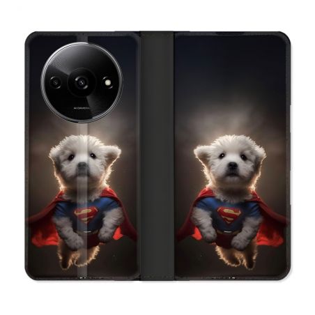 Housse cuir portefeuille Pour Xiaomi Redmi A3 Animal Super Chien