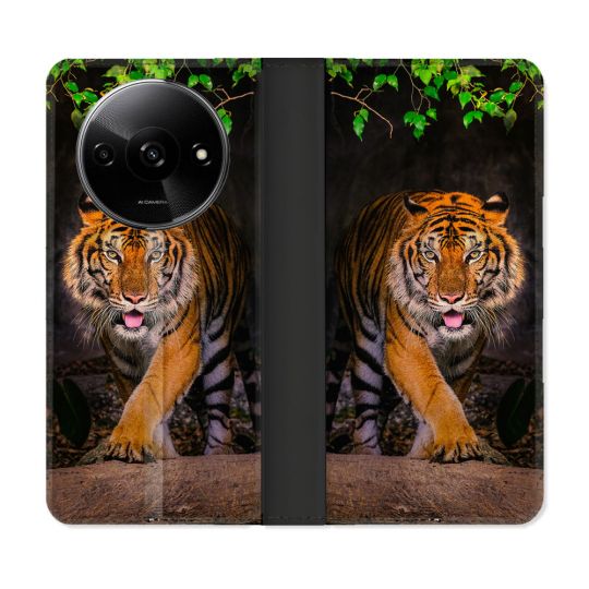 Housse cuir portefeuille Pour Xiaomi Redmi A3 Animal Tigre Jungle