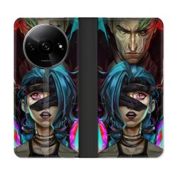 Housse cuir portefeuille Pour Xiaomi Redmi A3 Arcane Jinx Bleu