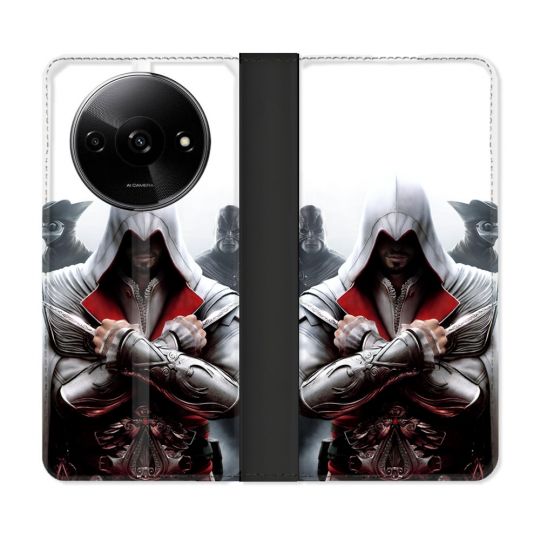 Housse cuir portefeuille Pour Xiaomi Redmi A3 Assassin Creed Mask