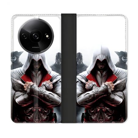 Housse cuir portefeuille Pour Xiaomi Redmi A3 Assassin Creed Mask