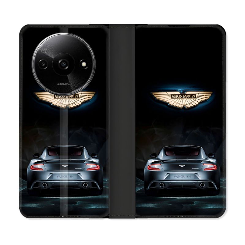Housse cuir portefeuille Pour Xiaomi Redmi A3 Aston Martin