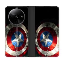 Housse cuir portefeuille Pour Xiaomi Redmi A3 Captain America Bouclier