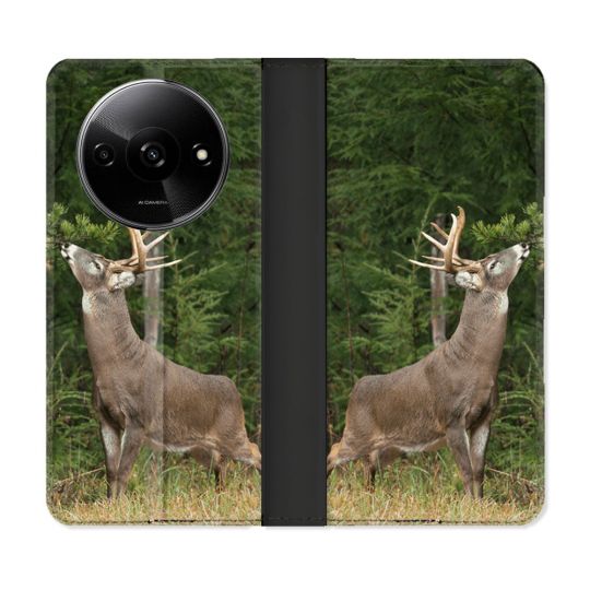 Housse cuir portefeuille Pour Xiaomi Redmi A3 Chasse Cerf
