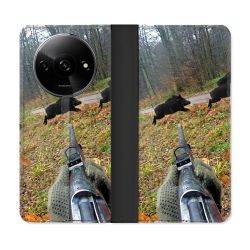 Housse cuir portefeuille Pour Xiaomi Redmi A3 Chasse Vision Tir