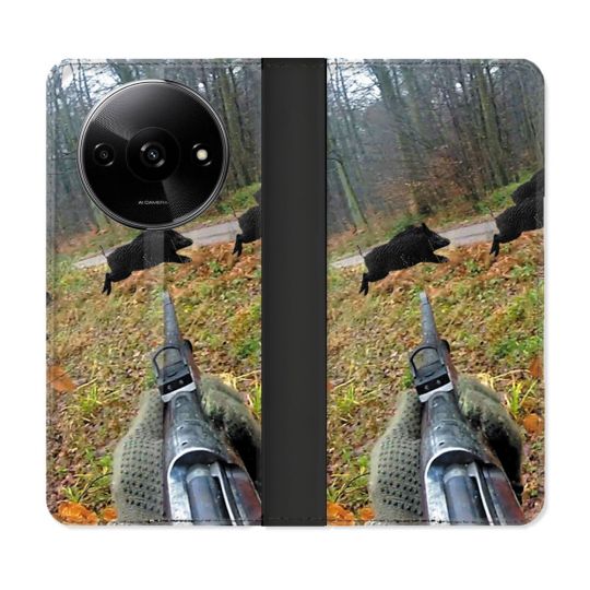 Housse cuir portefeuille Pour Xiaomi Redmi A3 Chasse Vision Tir