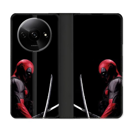 Housse cuir portefeuille Pour Xiaomi Redmi A3 Deadpool Epee