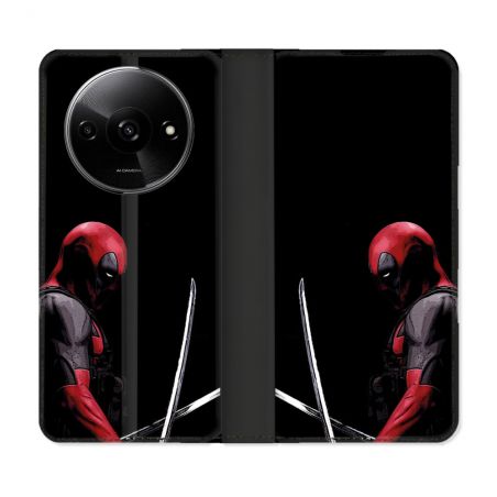 Housse cuir portefeuille Pour Xiaomi Redmi A3 Deadpool Epee