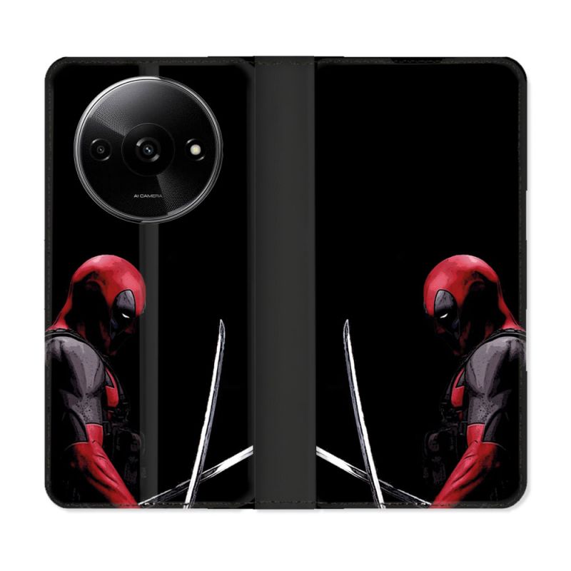 Housse cuir portefeuille Pour Xiaomi Redmi A3 Deadpool Epee