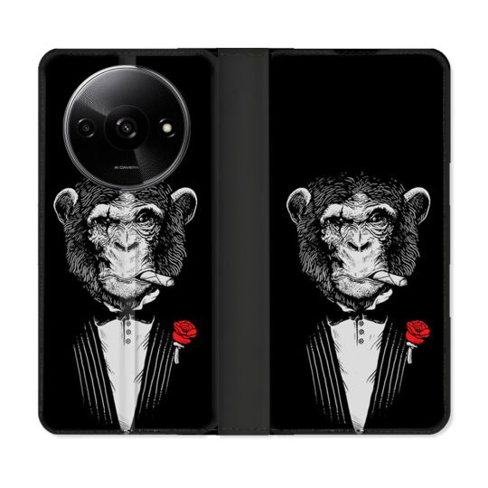 Housse cuir portefeuille Pour Xiaomi Redmi A3 Decale Singe Mafia