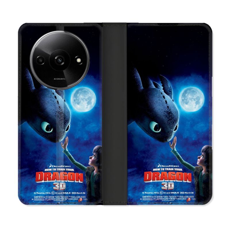 Housse cuir portefeuille Pour Xiaomi Redmi A3 Dragons Affiche