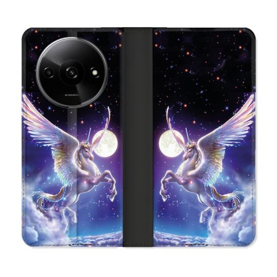 Housse cuir portefeuille Pour Xiaomi Redmi A3 Fantastique Licorne Céleste