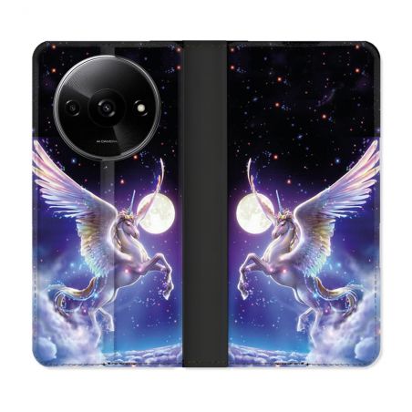 Housse cuir portefeuille Pour Xiaomi Redmi A3 Fantastique Licorne Céleste
