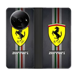 Housse cuir portefeuille Pour Xiaomi Redmi A3 Ferrari Carbone