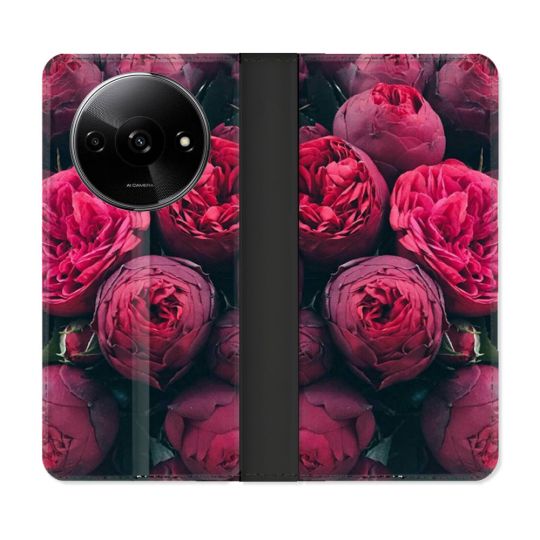 Housse cuir portefeuille Pour Xiaomi Redmi A3 Fleur Pivoine