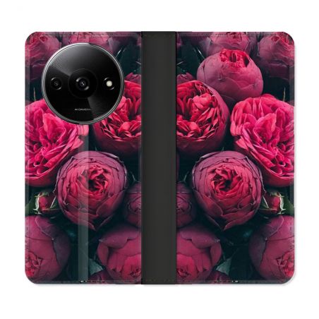 Housse cuir portefeuille Pour Xiaomi Redmi A3 Fleur Pivoine