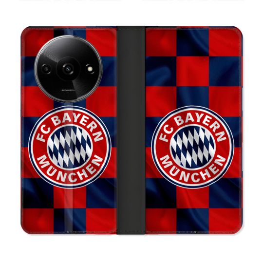 Housse cuir portefeuille Pour Xiaomi Redmi A3 Foot Bayern Munich Carreaux