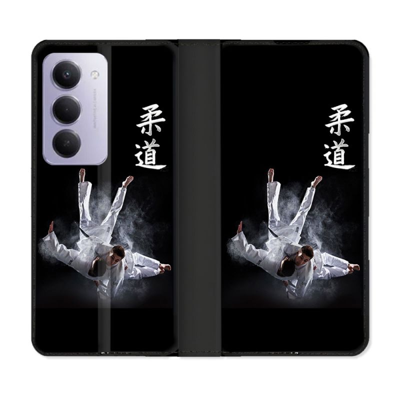 Housse cuir portefeuille Pour Xiaomi Redmi 15 5G Sport Judo Noir