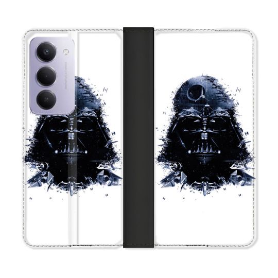 Housse cuir portefeuille Pour Xiaomi Redmi 15 5G Star Wars - Dark Vador Blanc