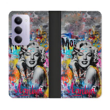Housse cuir portefeuille Pour Xiaomi Redmi 15 5G Street Art Maryline Monroe