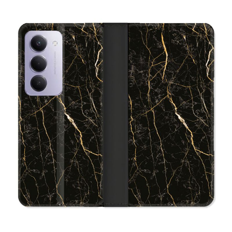 Housse cuir portefeuille Pour Xiaomi Redmi 15 5G Texture Marbre Noir
