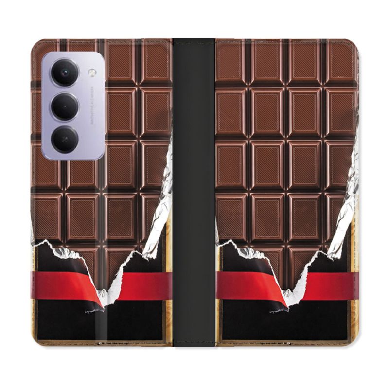 Housse cuir portefeuille Pour Xiaomi Redmi 15 5G Texture Trompe Oeil Chocolat