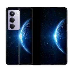 Housse cuir portefeuille Pour Xiaomi Redmi 15 5G Univers Planete Terre