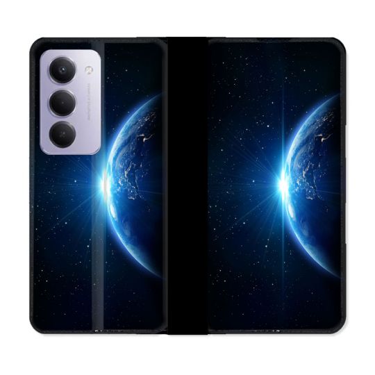 Housse cuir portefeuille Pour Xiaomi Redmi 15 5G Univers Planete Terre