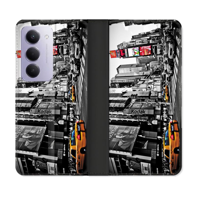 Housse cuir portefeuille Pour Xiaomi Redmi 15 5G Voyage Amerique USA New York Taxi