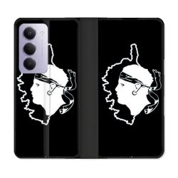 Housse cuir portefeuille Pour Xiaomi Redmi 15 5G Voyage Corse Noir