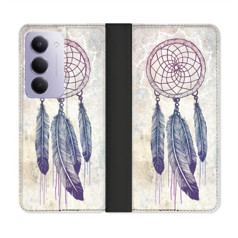 Housse cuir portefeuille Pour Xiaomi Redmi 15 5G Zen Attrape Reve Blanc