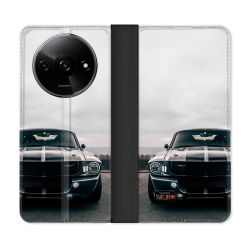 Housse cuir portefeuille Pour Xiaomi Redmi A3 Ford Mustang GT500 Vintage