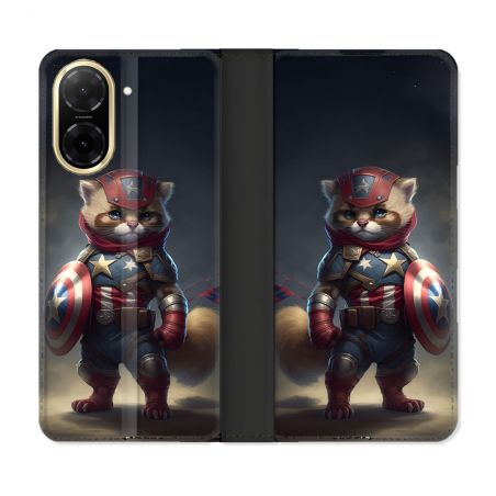 Housse cuir portefeuille Pour Xiaomi Redmi A5 Animal Chat America